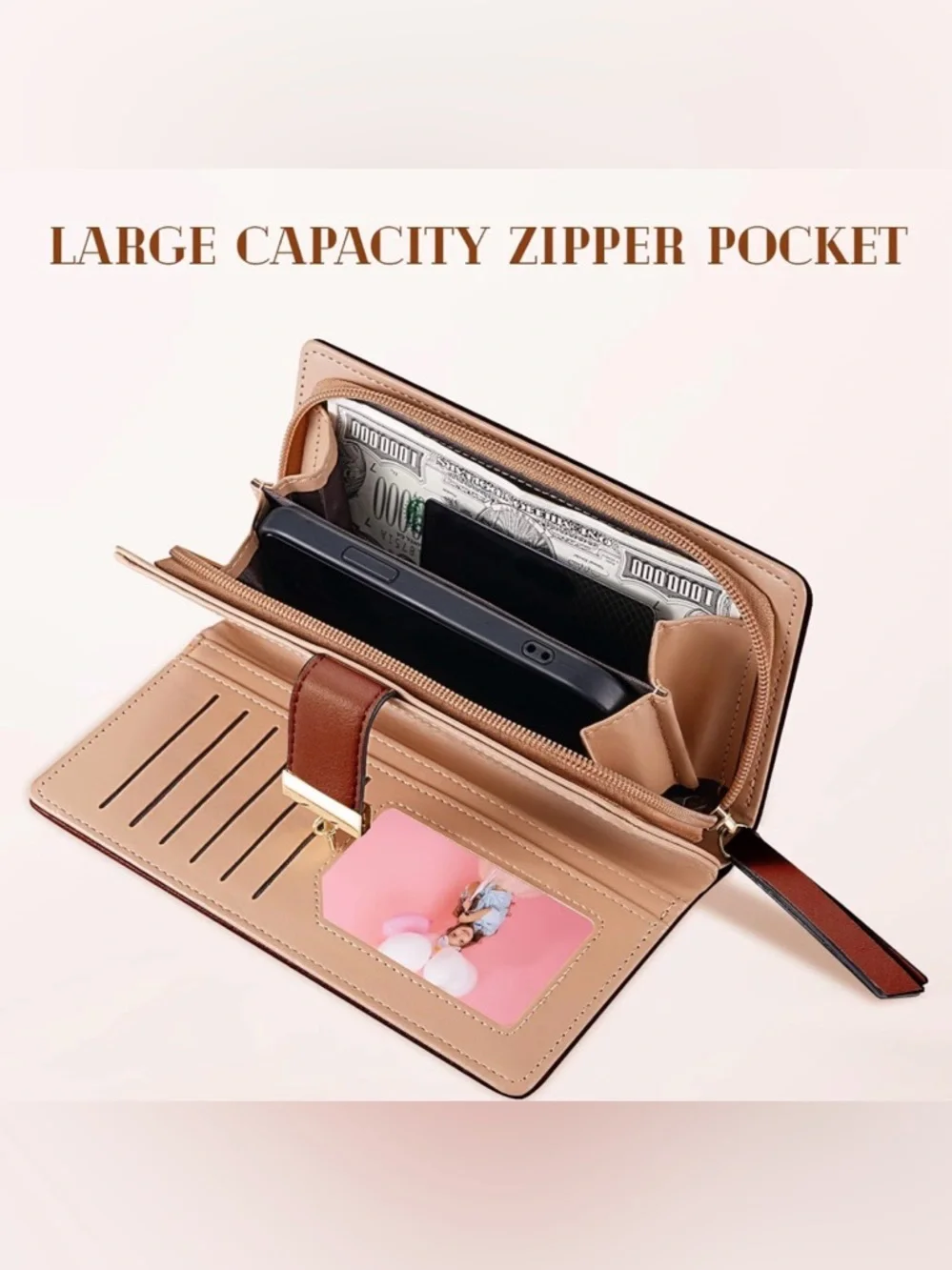 NWT~Leather Clutch/Wallet w/ Room for Phone.